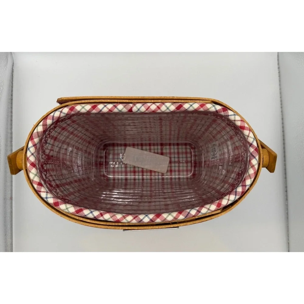 Longaberger Woven Memories Basket 2005 Cherry Red Plaid Liner Protector